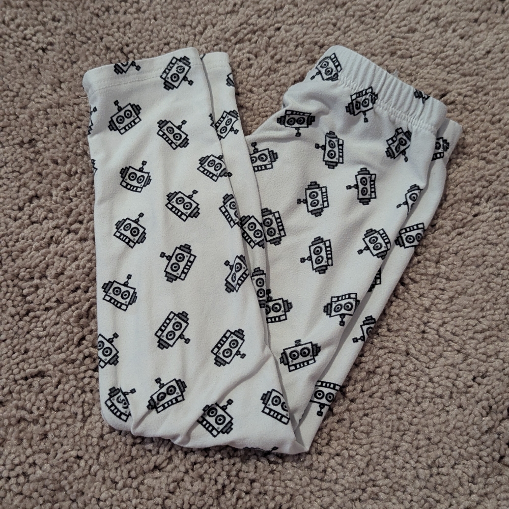 Dot Dot Smile White and Black Robot Leggings